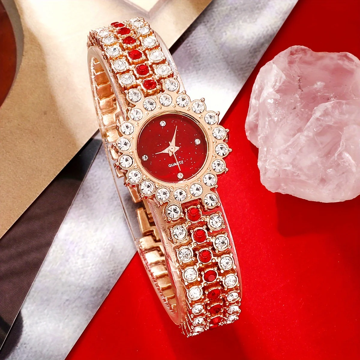 2개/세트 여성용 시계 럭셔리 라인스톤 쿼츠 팔찌 시계 - Luxury Watch Gift For Her 리뷰 및 가격