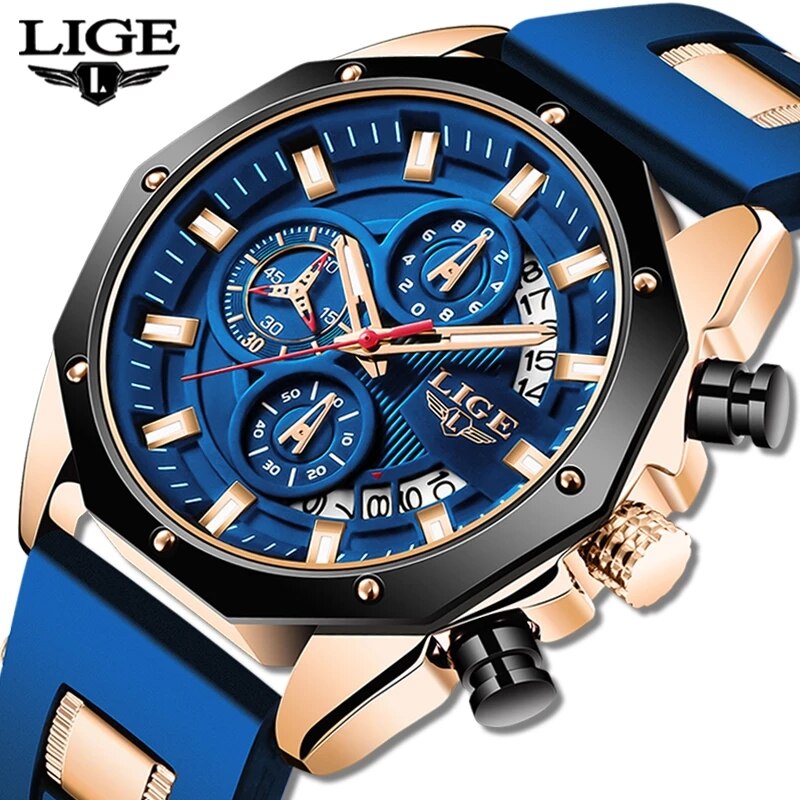 LIGE 패션 남성 시계, 탑 브랜드 럭셔리 실리콘 스 - Luxury Watch Maker 리뷰 및 가격