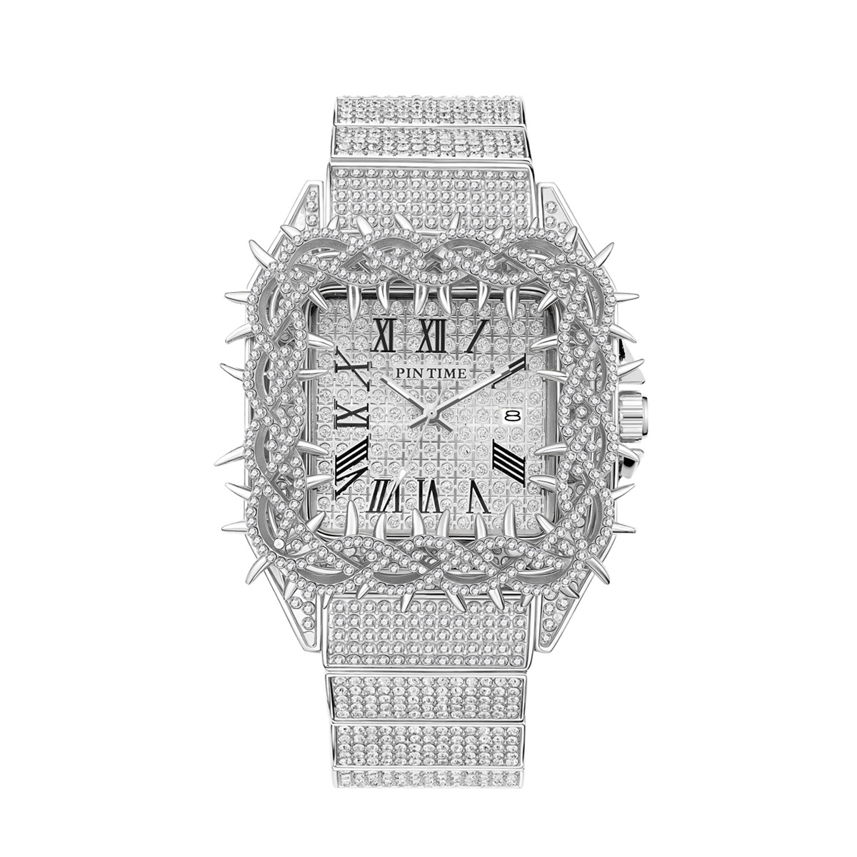 아이스 아웃 스퀘어 남성용 쿼츠 시계, 토른 베젤 풀  - Luxury Watch Iceberg 리뷰 및 가격