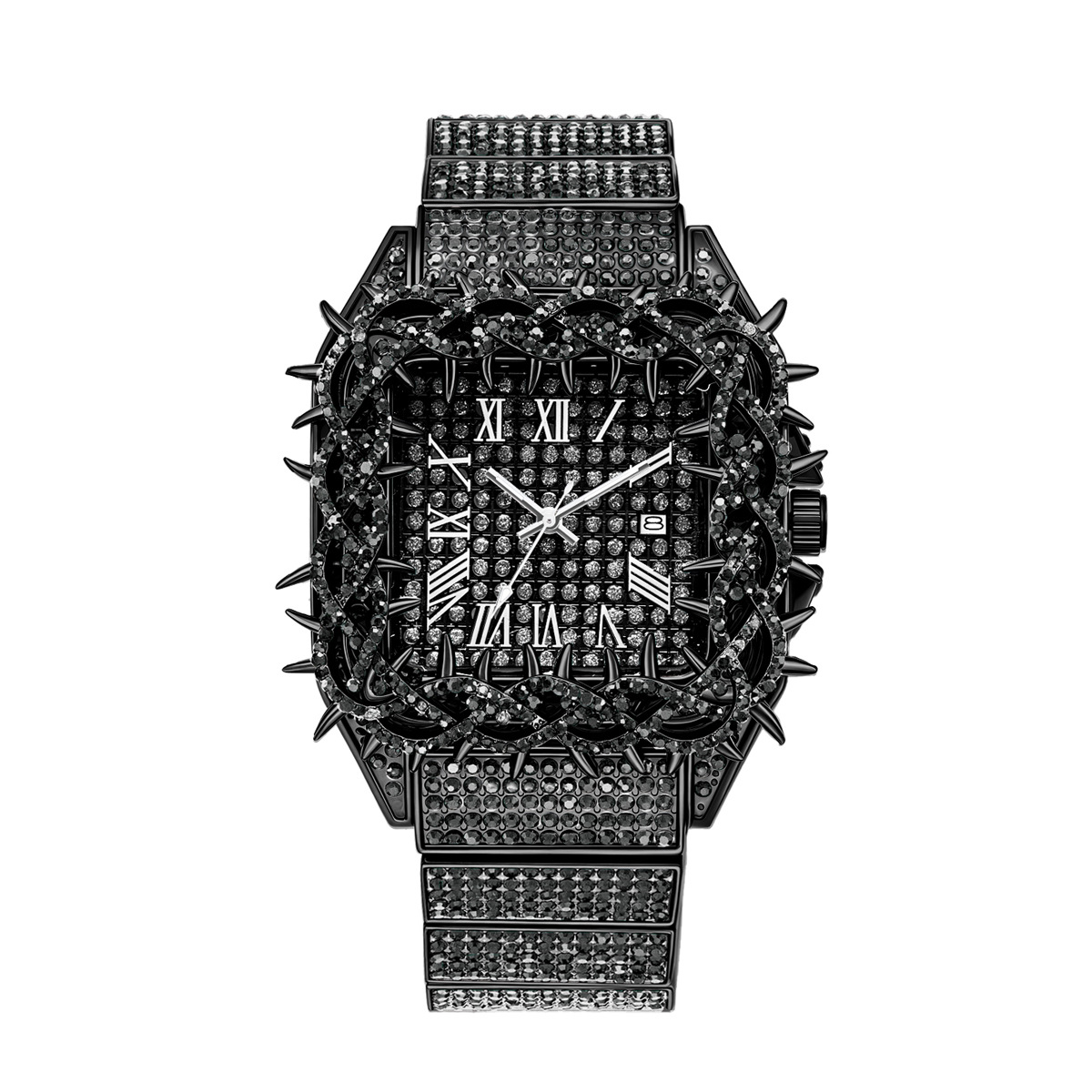 아이스 아웃 스퀘어 남성용 쿼츠 시계, 토른 베젤 풀  - Luxury Watch Iceberg 리뷰 및 가격
