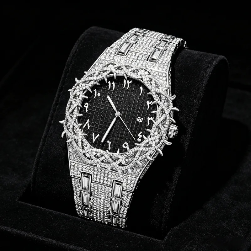 화려한 크리스털과 다이아몬드 장식이 돋보이는 남성용 쿼 - Luxury Watch Iceberg 리뷰 및 가격