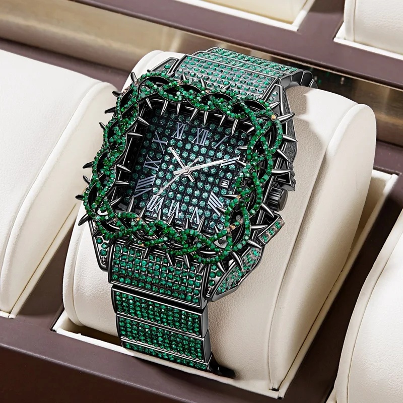 화려한 크리스털과 다이아몬드 장식이 돋보이는 남성용 쿼 - Luxury Watch Iceberg 리뷰 및 가격