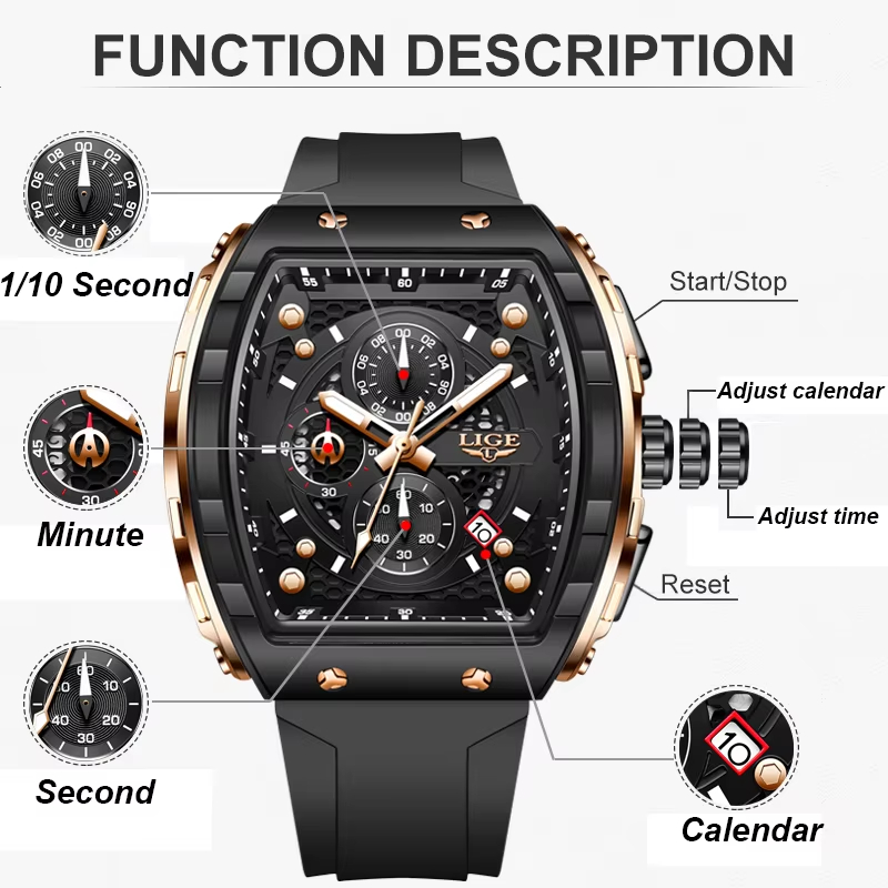 LIGE 최고급 브랜드 남성용 시계 사각 쿼츠 손목시계 - Luxury Watch Maker 리뷰 및 가격